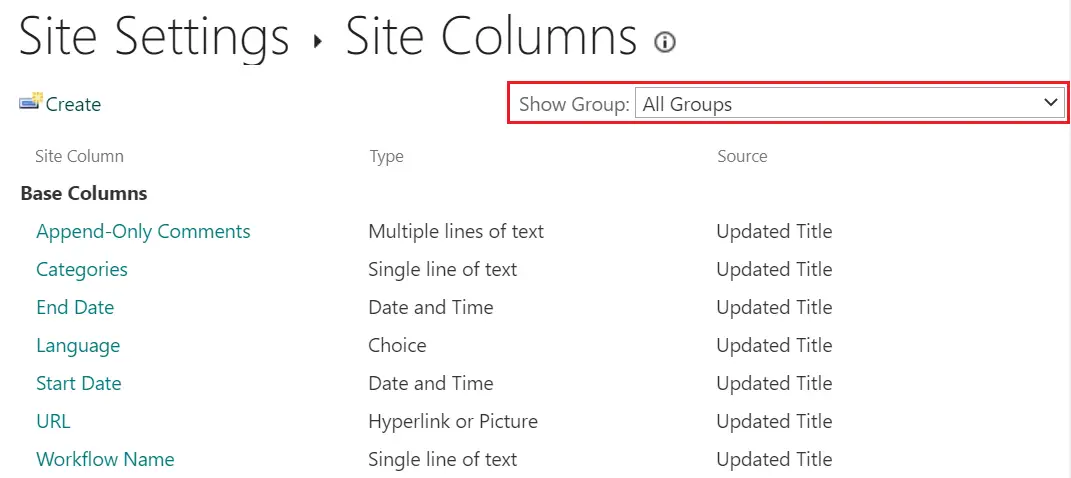 search site columns