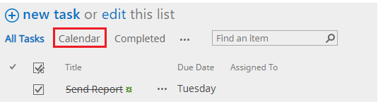 task list calendar navigation