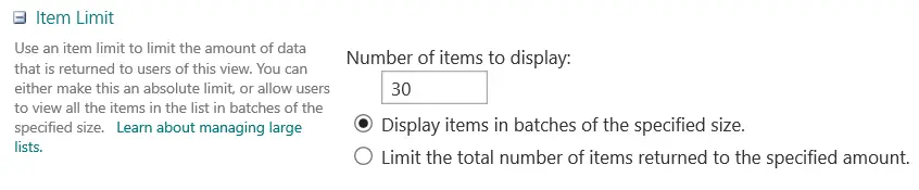 view item limit